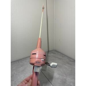 Vintage Rare ZEBCO 202 Pink Spincast Fishing Reel & Rod Made In USA Works Smooth